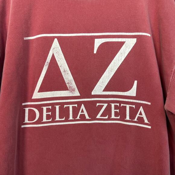 Delta Zeta Sweatshirt Comfort Colors Size Large Washed Red Pink Crewneck - Picture 7 of 12